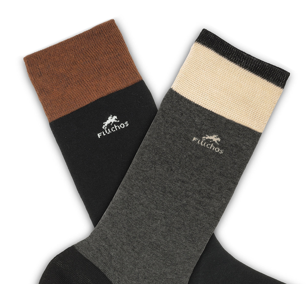 CA0009 Calcetin largo Black-Grey beig 2p-3