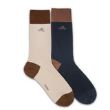 CA0009 Calcetin largo Navy-Beig 2p-0