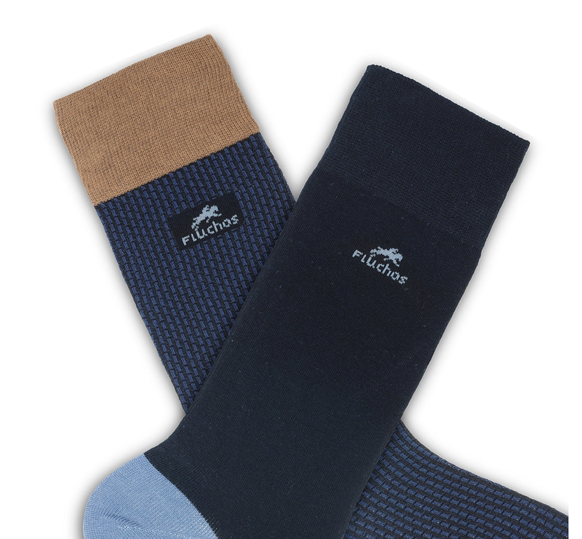 CA0009 Calcetin largo Blue-Navy brown 2p-3