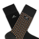 CA0009 Calcetin largo Black-Brown dots 2p-3