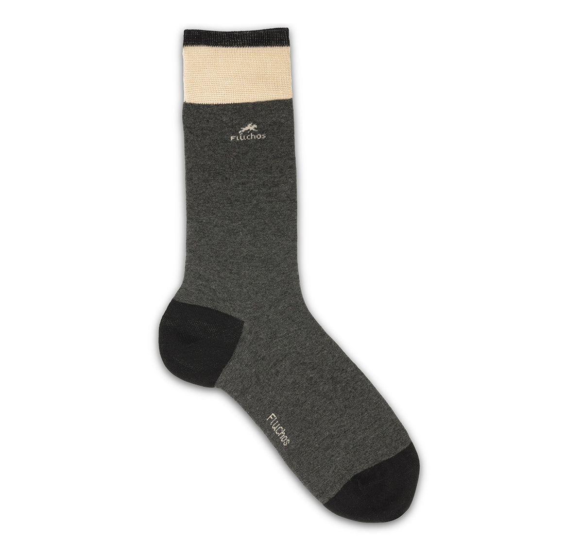 CA0009 Calcetin largo Black-Grey beig 2p-1